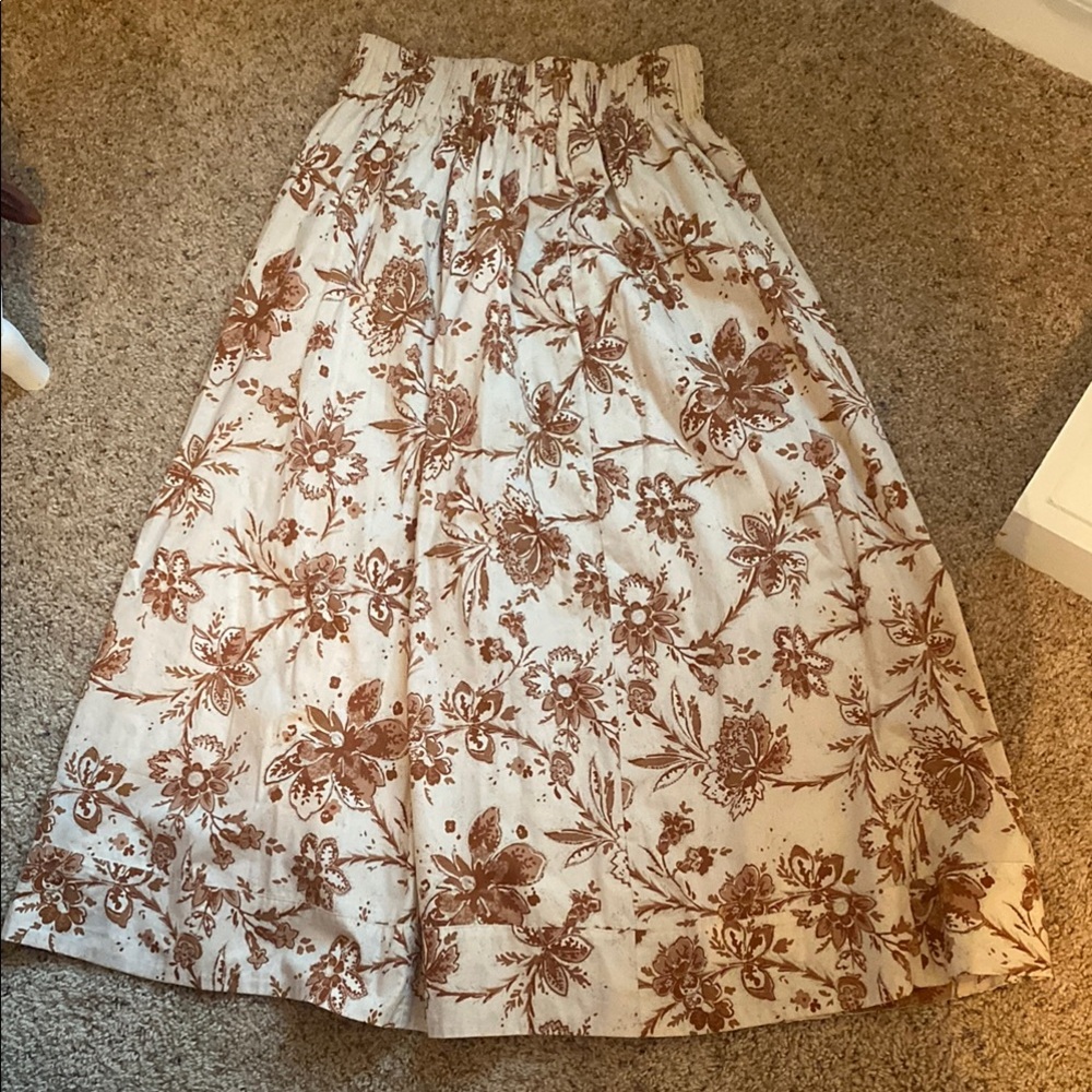 Floral Print Brown Maxi Skirt